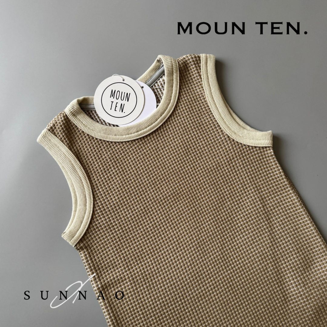 <Moun ten.>bicolor waffle tanktop - SAND/ECRU（95-140）