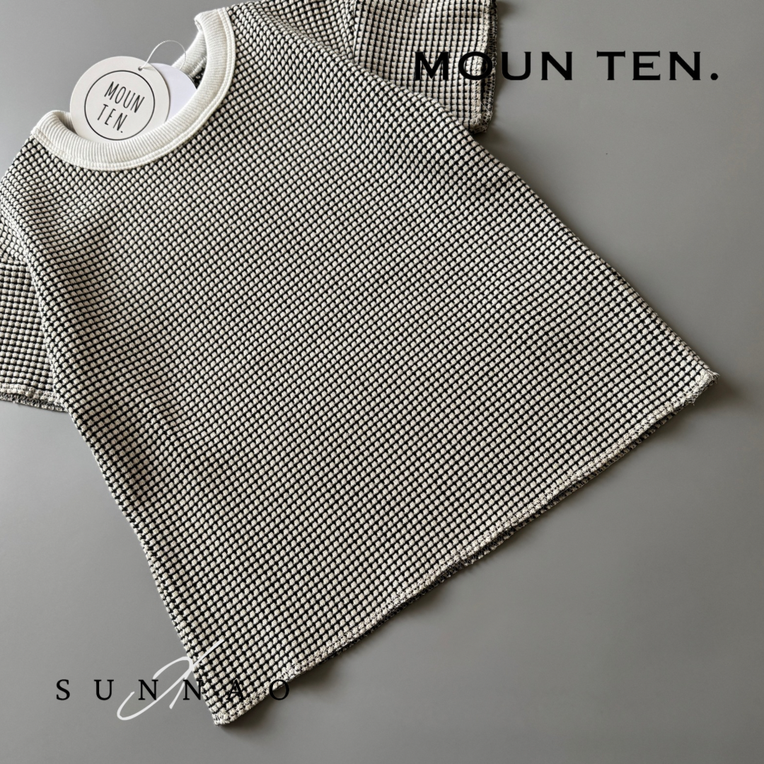 <Moun ten.>bicolor waffle T- ECRU/CHARCOAL（95-140）