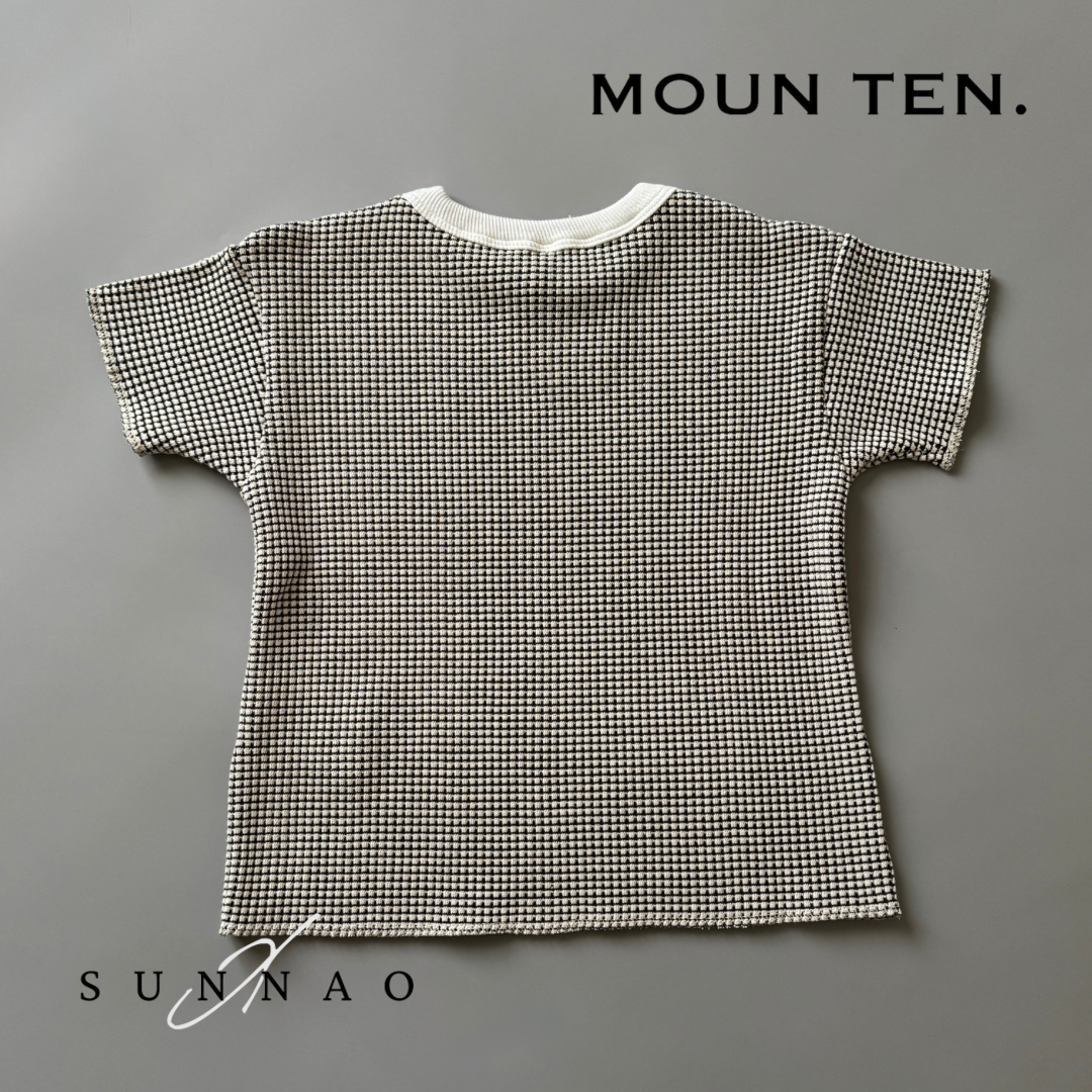 <Moun ten.>bicolor waffle T- ECRU/CHARCOAL（95-140）