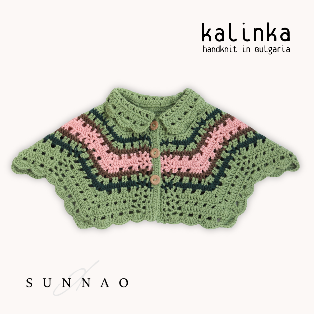 <Kalinka> Jill Pole Capelet - Moss/Flamingo