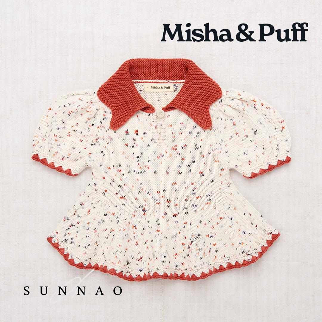 <Misha&Puff>Crochet Trim Puff Top - Picnic Confetti（2-6Y）