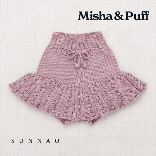 <Misha&Puff>Eyelet Popcorn Skating Skirt - Plum Petal（2-6Y）