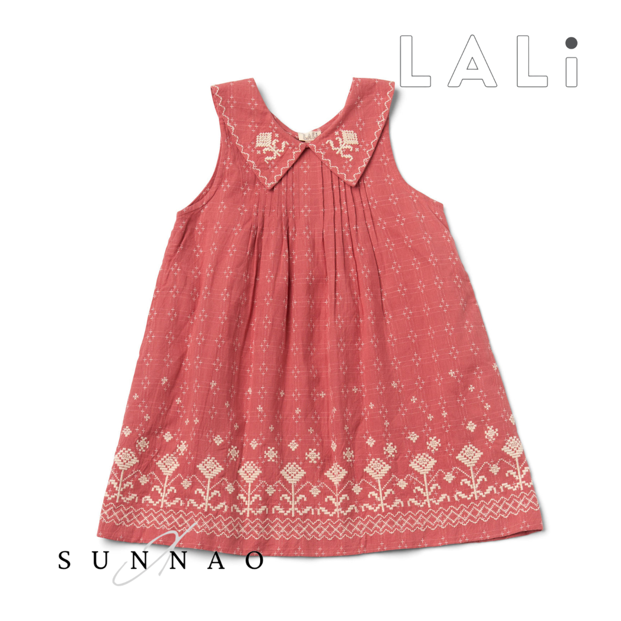 Lali Sofia Dress in Coral Crossstitch (2-5Y)