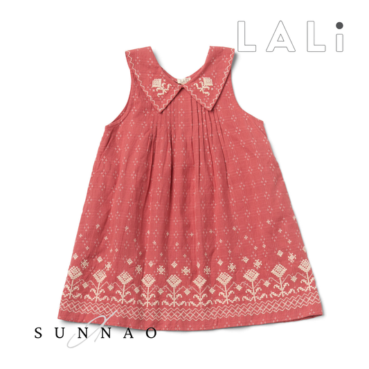 <Lali> Sofia Dress in Coral Crossstitch