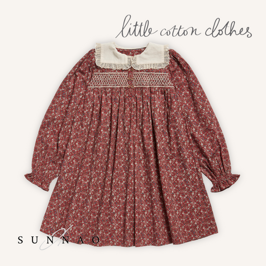 <Little Cotton Clothes> Jasmine Dress Clove Floral　