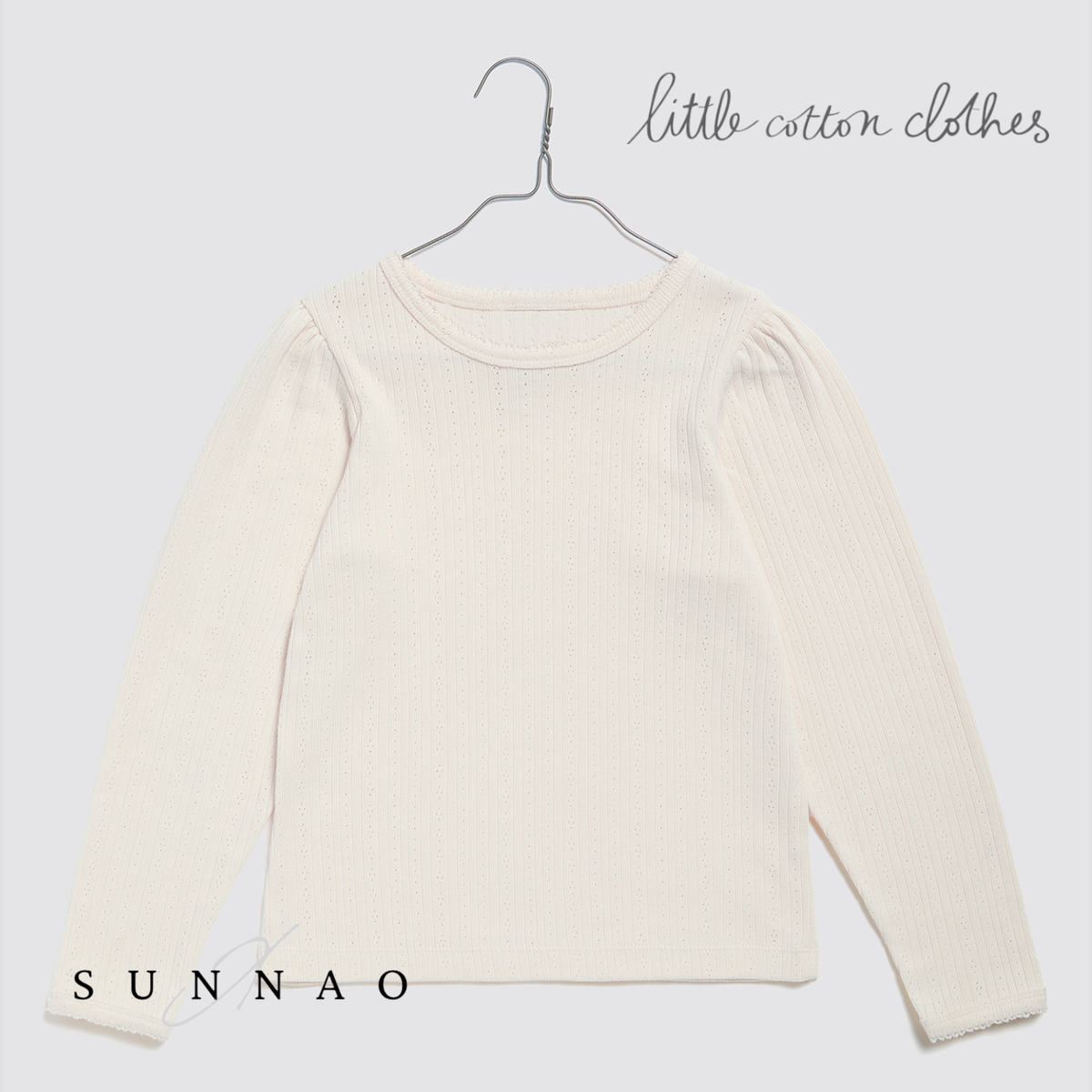 【予約】<Little Cotton Clothes> Pointelle Long Sleeve T-shirt Chantilly