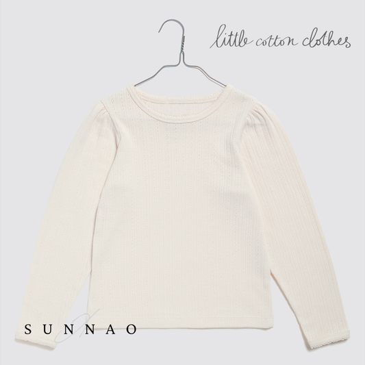 【予約】<Little Cotton Clothes> Pointelle Long Sleeve T-shirt Chantilly
