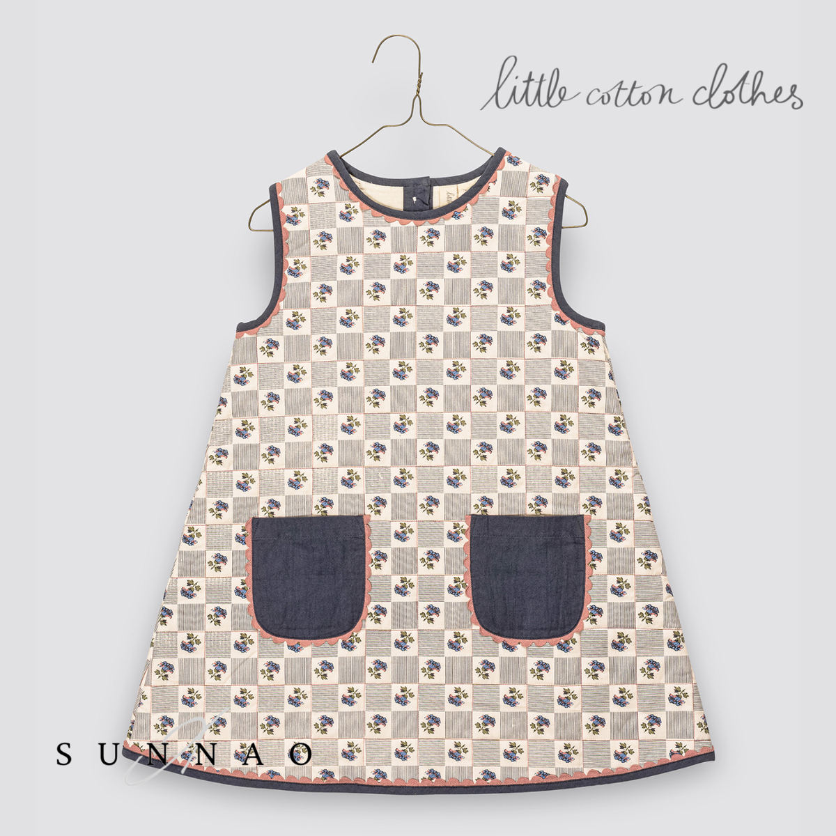 【予約】<Little Cotton Clothes> Quilted Hannah dress Papier