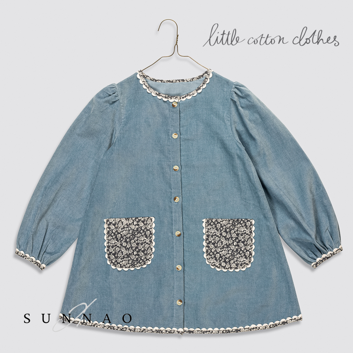 【予約】<Little Cotton Clothes> Velvet Jules Dress in Eggshell