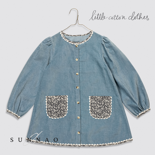 【予約】<Little Cotton Clothes> Velvet Jules Dress in Eggshell
