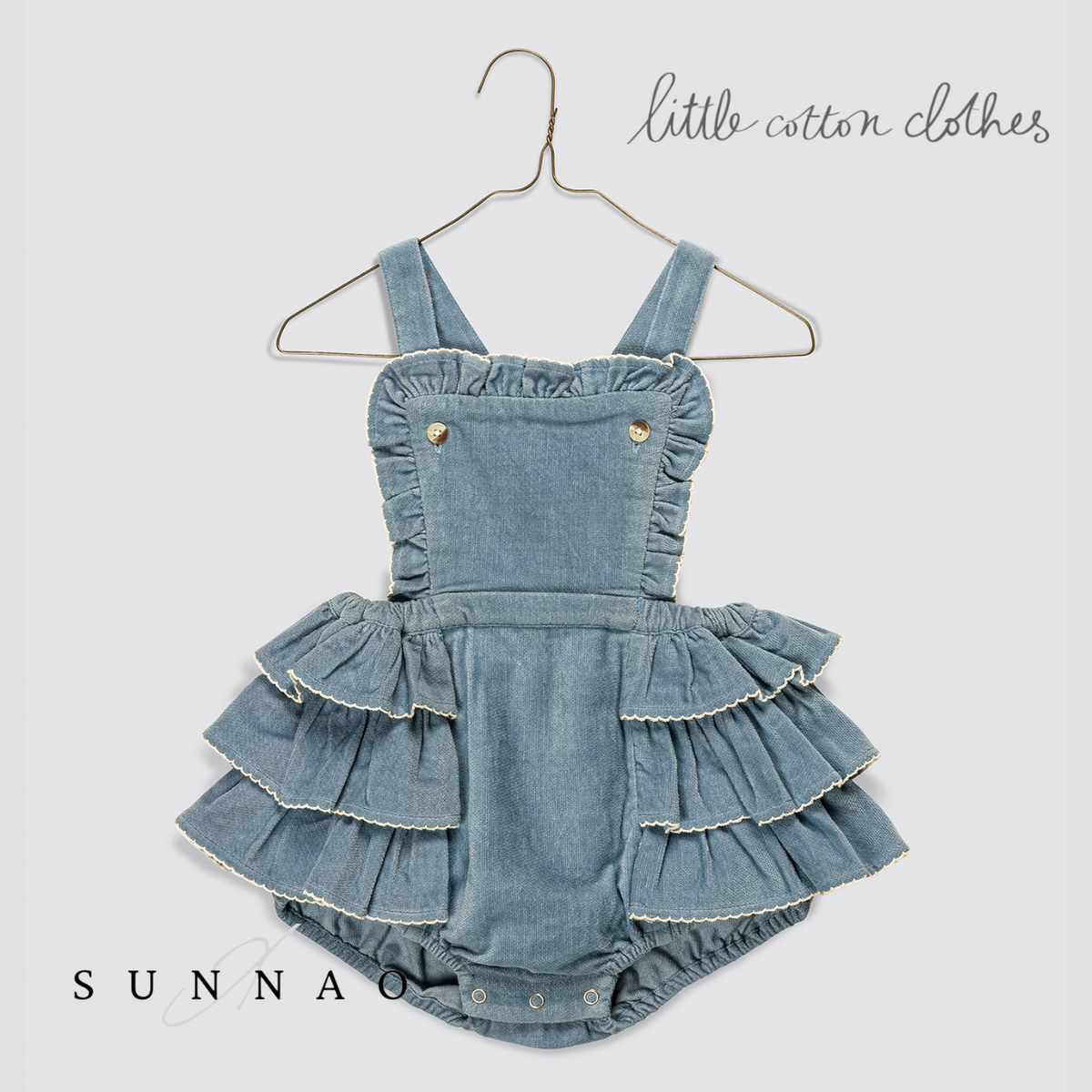 【予約】<Little Cotton Clothes> Velvet Dhalia romper in Eggshell