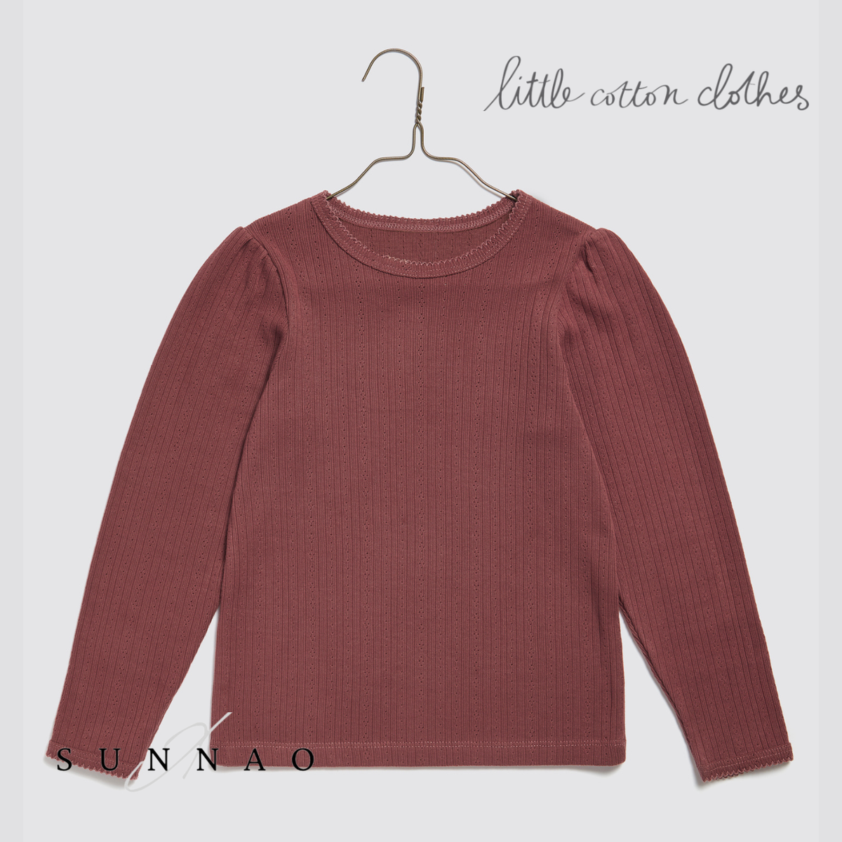 【予約】<Little Cotton Clothes> Organic Pointelle T-shirt Redcurrant