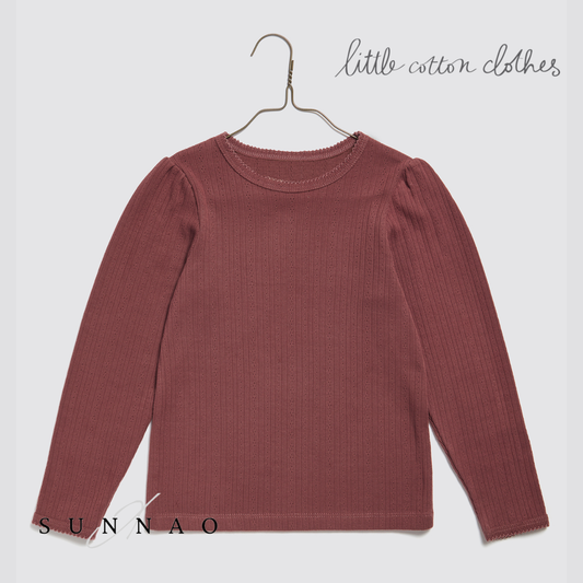【予約】<Little Cotton Clothes> Organic Pointelle T-shirt Redcurrant