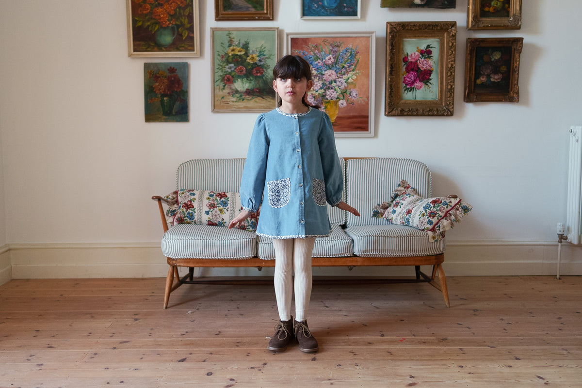 【予約】<Little Cotton Clothes> Velvet Jules Dress in Eggshell