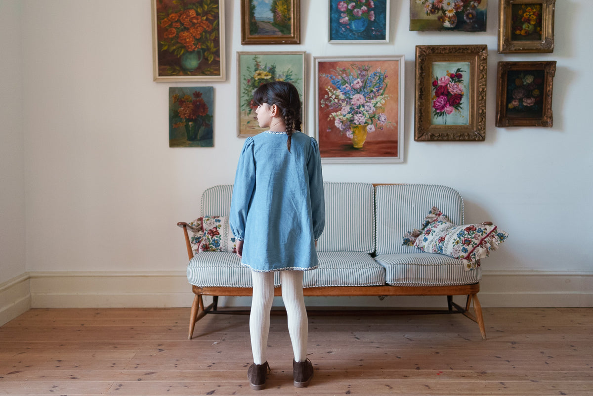 【予約】<Little Cotton Clothes> Velvet Jules Dress in Eggshell