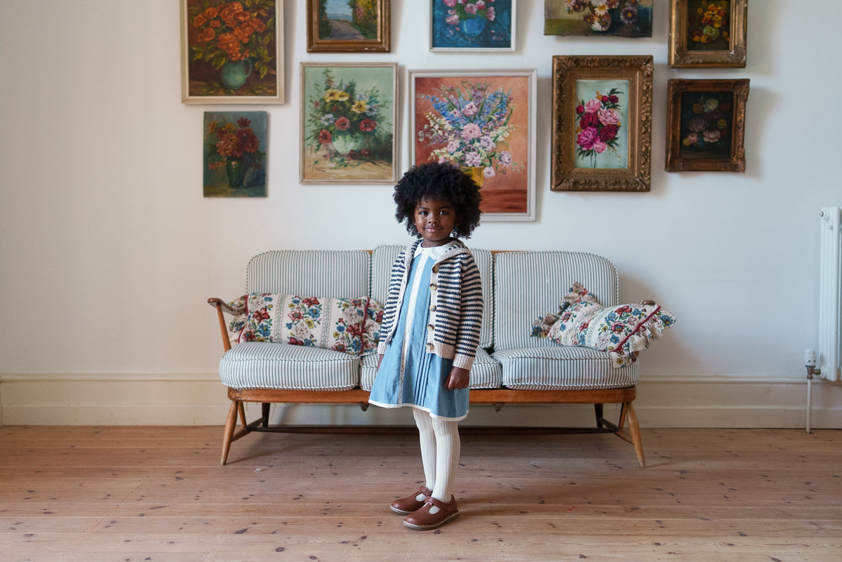 【予約】<Little Cotton Clothes> Velvet Jules Dress in Eggshell