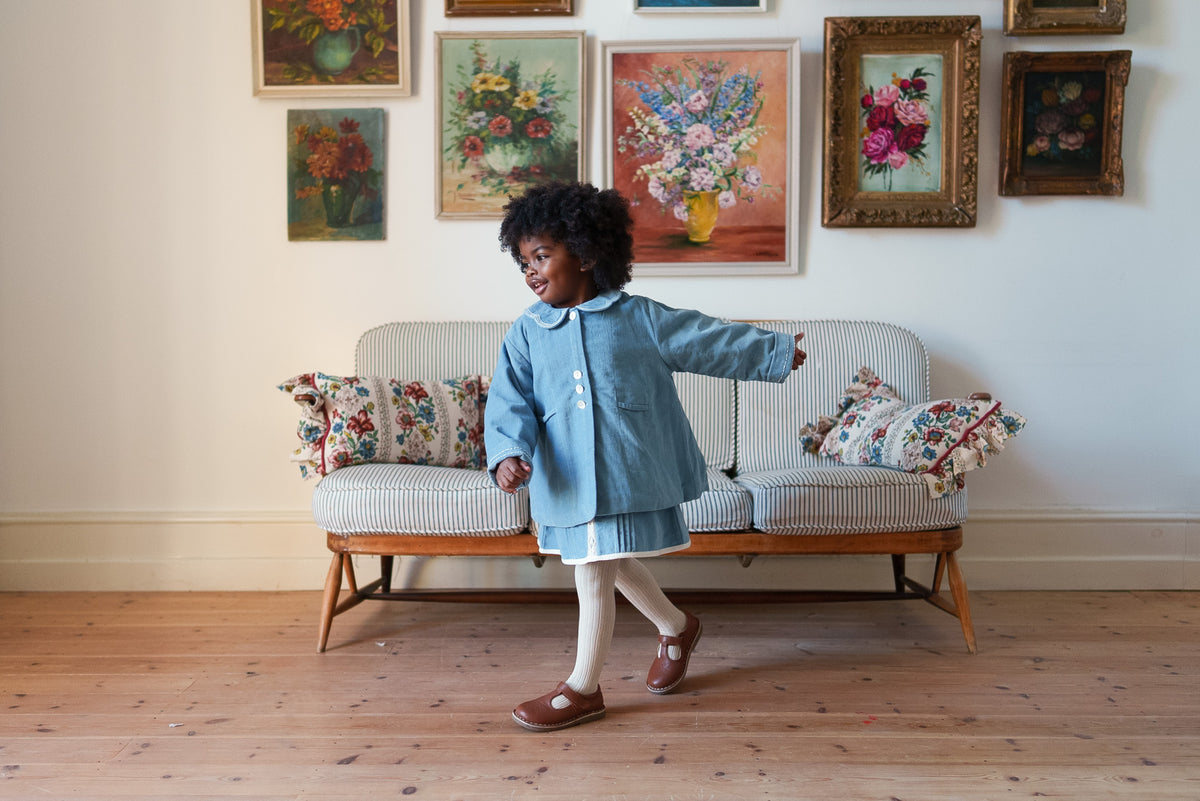 【予約】<Little Cotton Clothes> Velvet Hebe Coat in Eggshell
