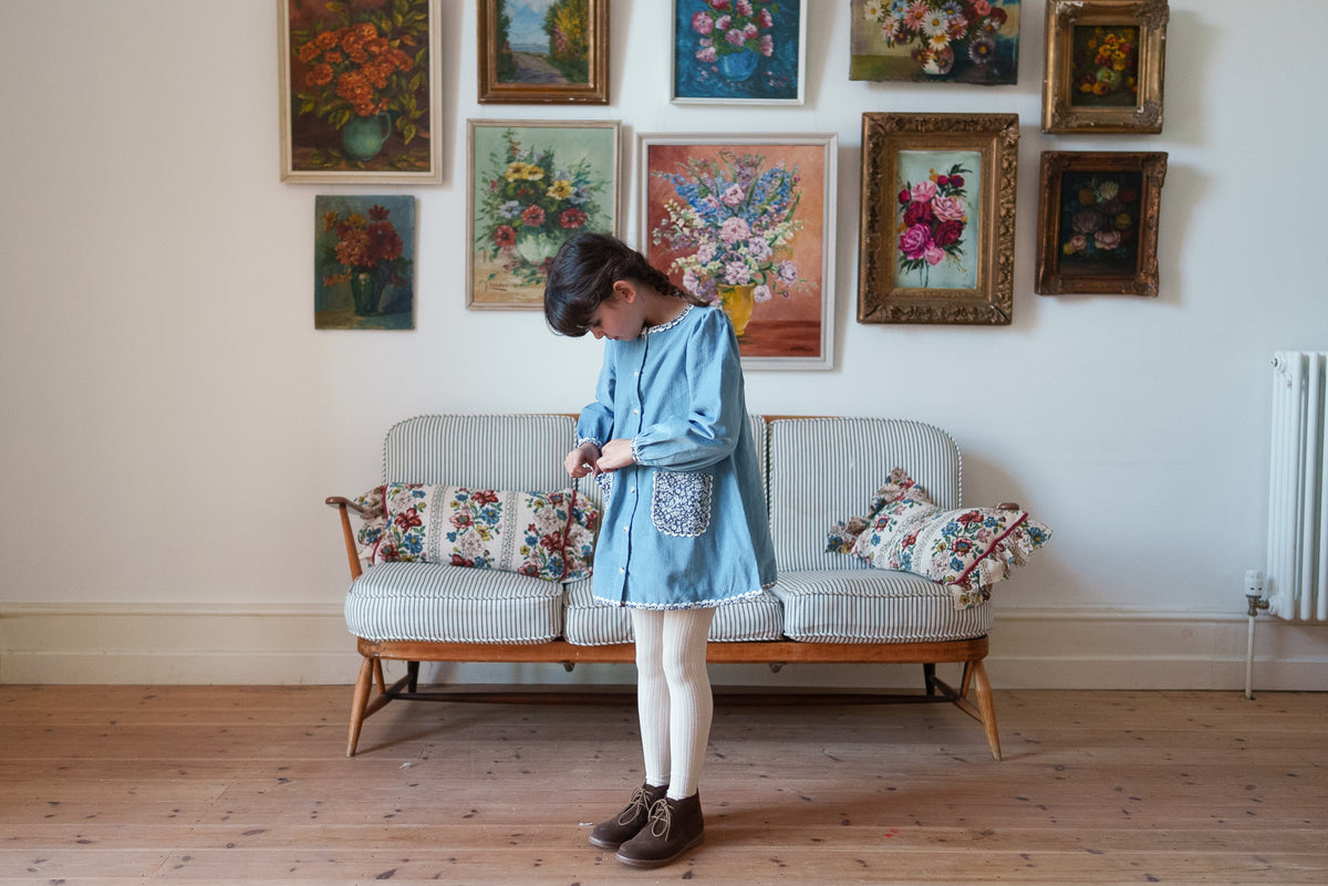 【予約】<Little Cotton Clothes> Velvet Jules Dress in Eggshell