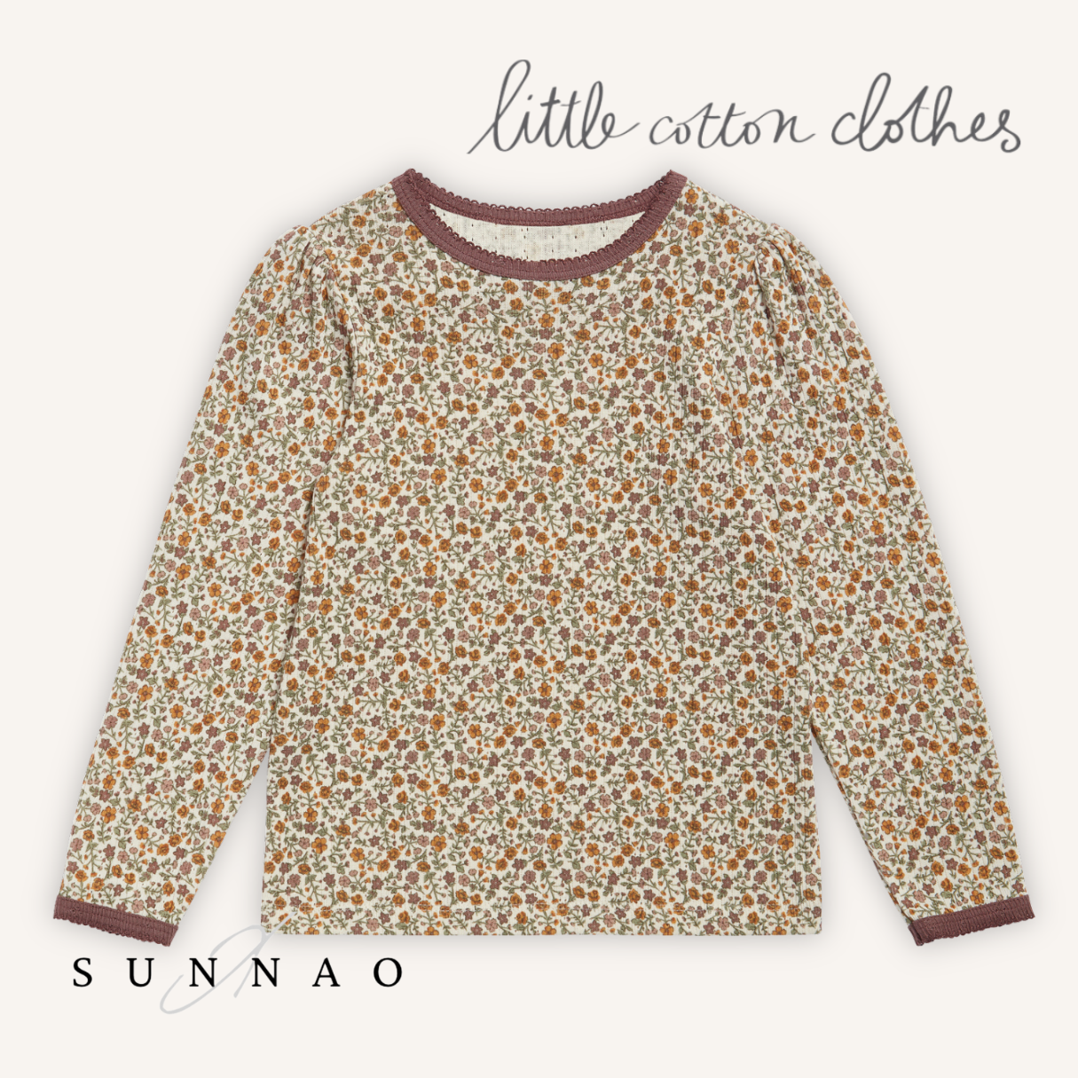 <Little Cotton Clothes> Organic Pointelle T-shirt Prairie Floral　