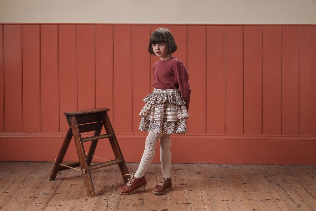 【予約】<Little Cotton Clothes> Organic Pointelle T-shirt Redcurrant