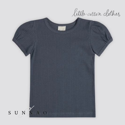 <Little Cotton Clothes> Pointelle T-shirt in Storm
