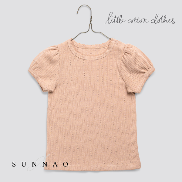 <Little Cotton Clothes> Pointelle T-shirt in Powder
