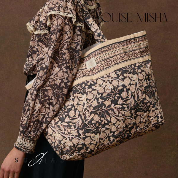 <Louise Misha> TOTE BAG BEVERLY - BLACK BLOOMING WOODS　