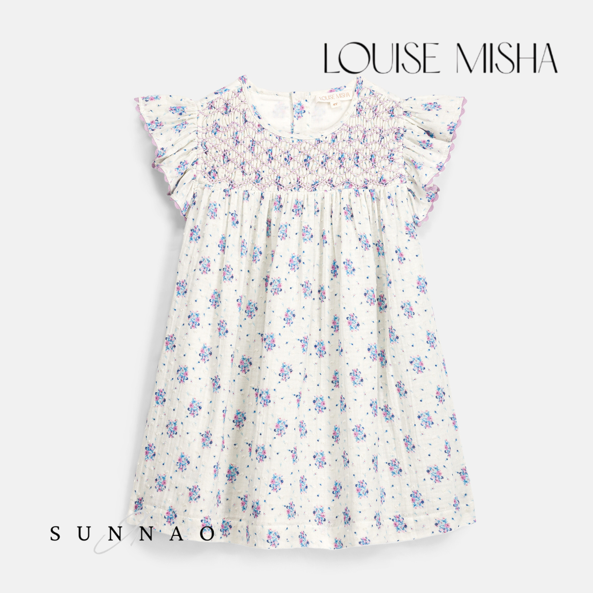 <Louise Misha> DRESS SHANTI - CREAM FLOWER DUNES