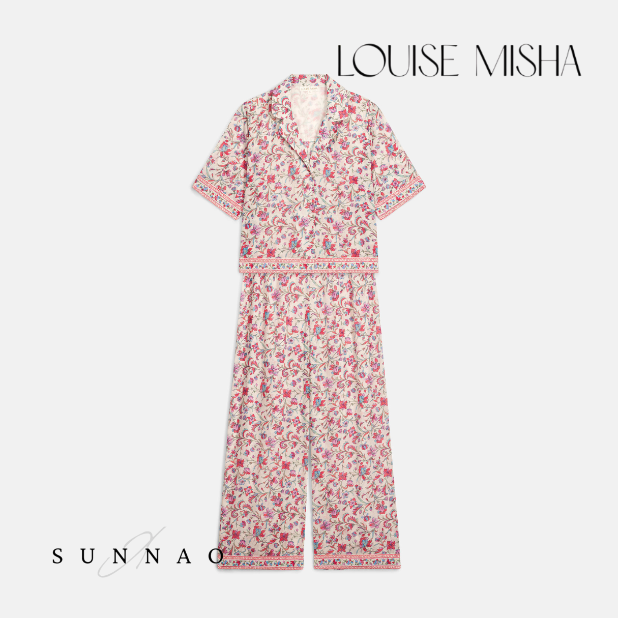 <Louise Misha> PAJAMAS SET LOUKA - CREAM FLORAL HAVEN（大人用）　