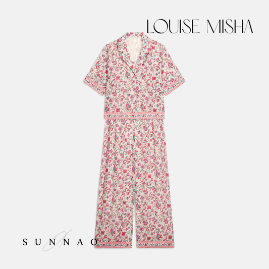 <Louise Misha> PAJAMAS SET LOUKA - CREAM FLORAL HAVEN（大人用）　