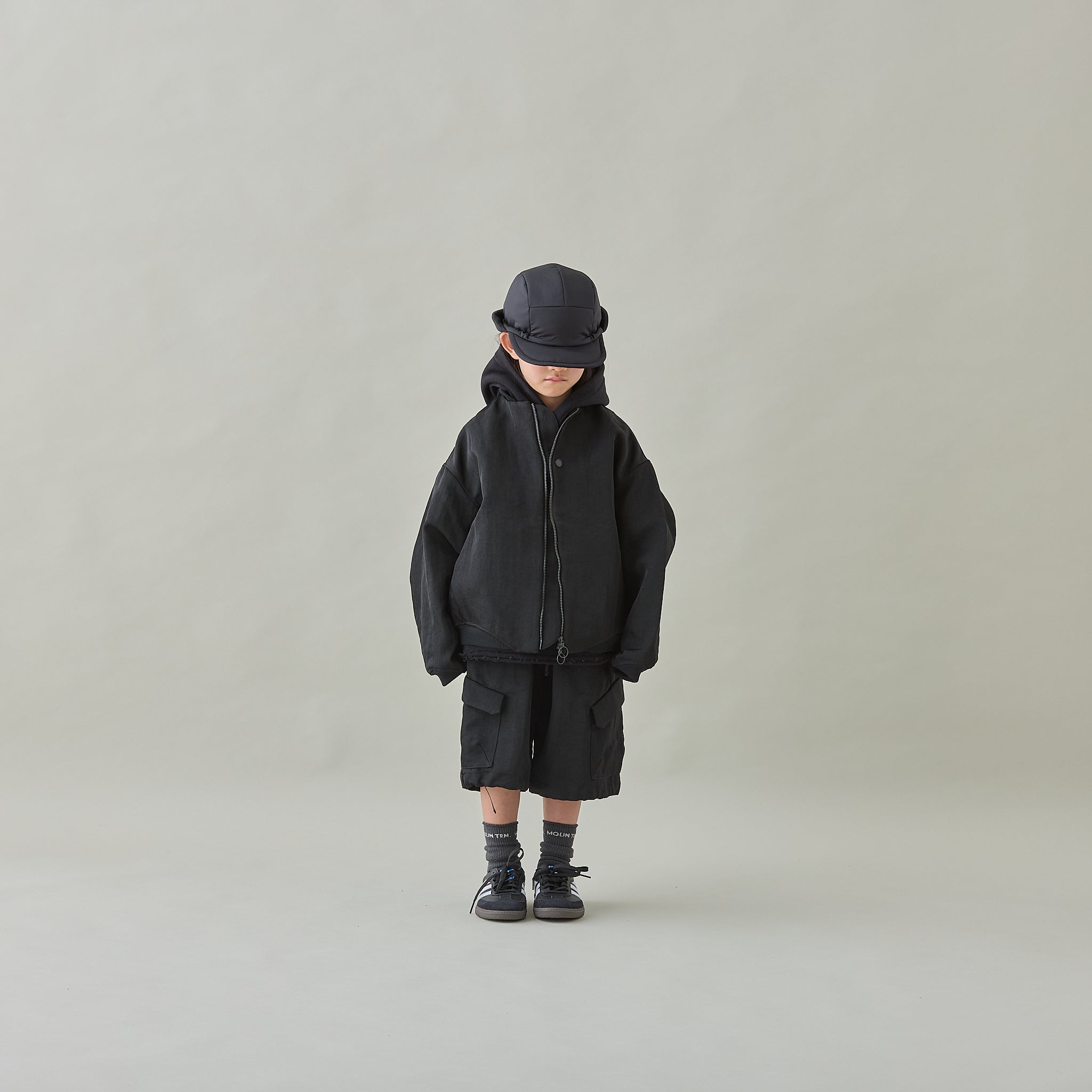 <Moun ten.> ear muffs puffcap - black/khaki/oyster