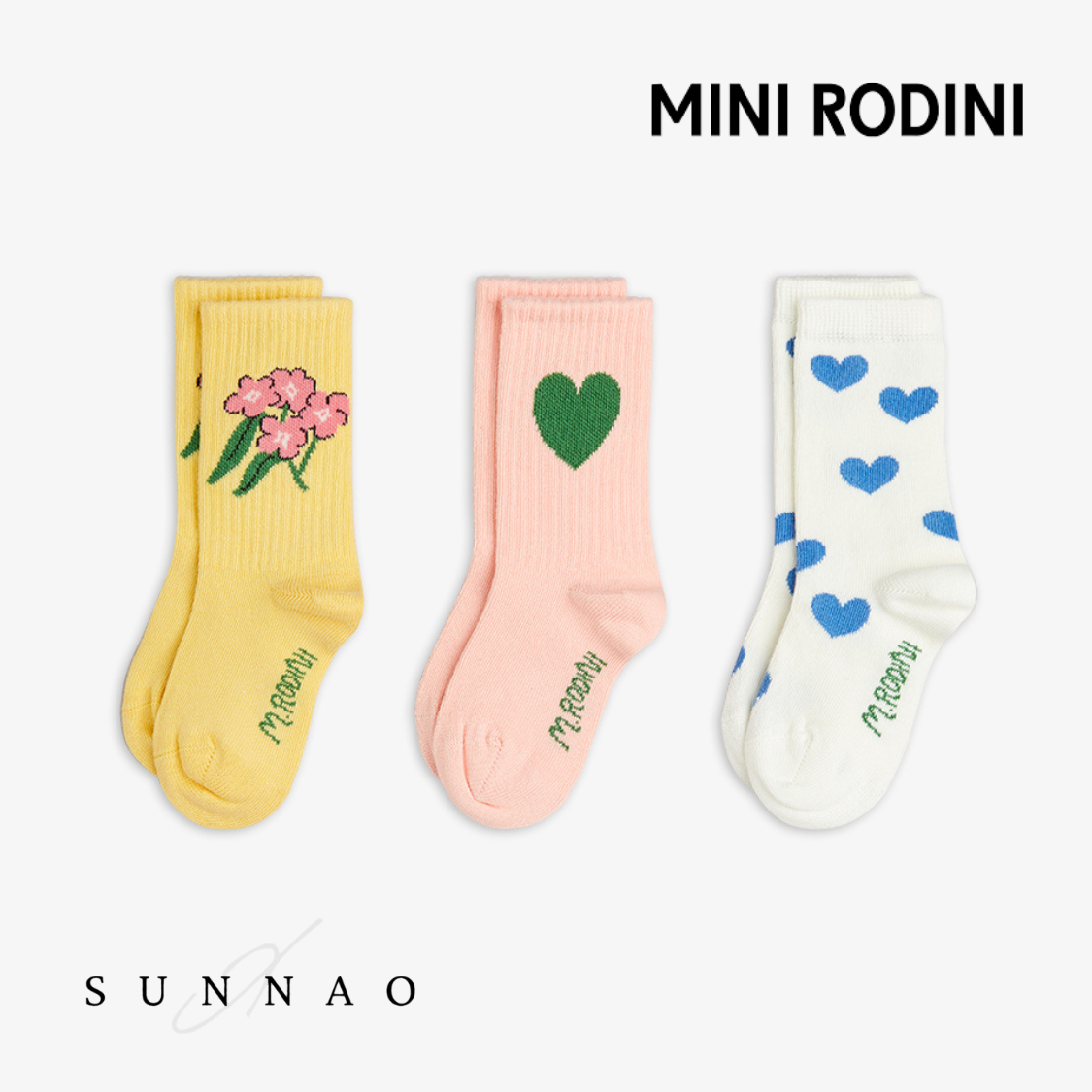 <Mini Rodini> Alpine flowers 3-pack socks