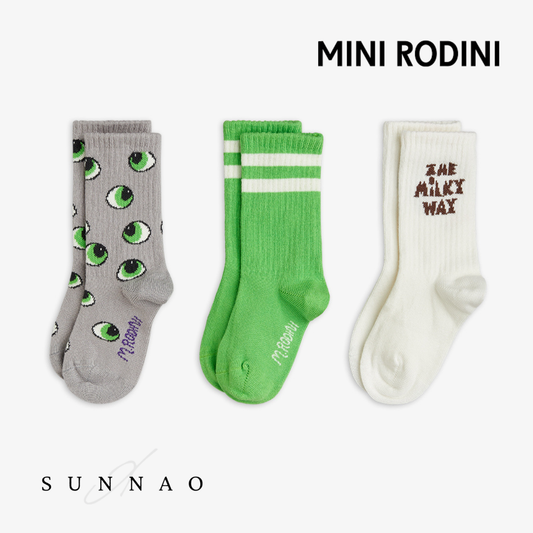 <Mini Rodini> Eyes 3-pack socks