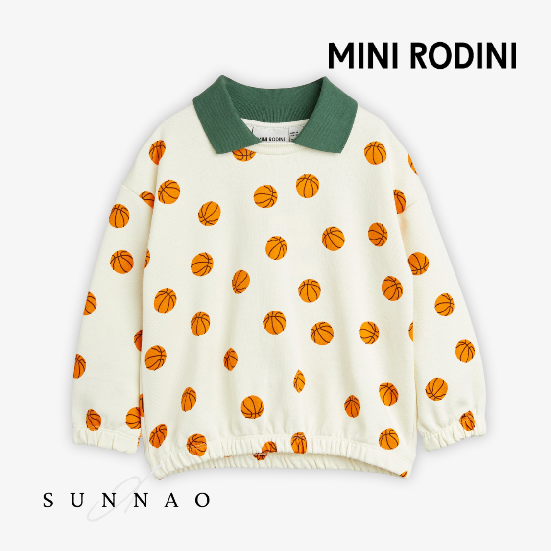 <Mini Rodini>BASKETBALL AOP COLLAR SWEAT SHIRT