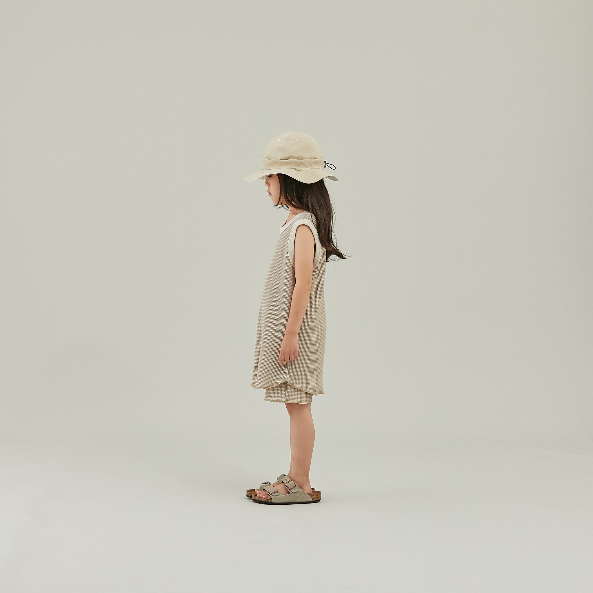 <Moun ten.>bicolor waffle tanktop - SAND/ECRU（95-140）