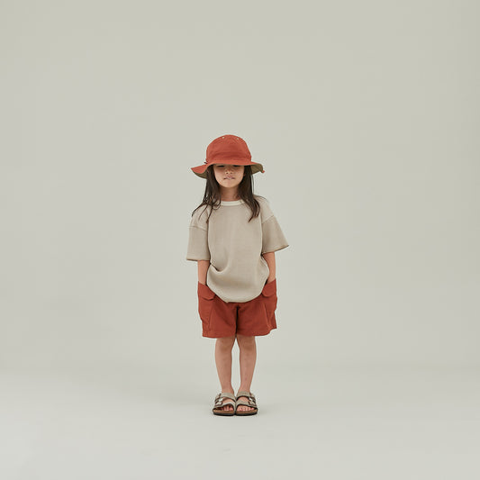 <Moun ten.>bicolor waffle T - SAND/ECRU（95-140）