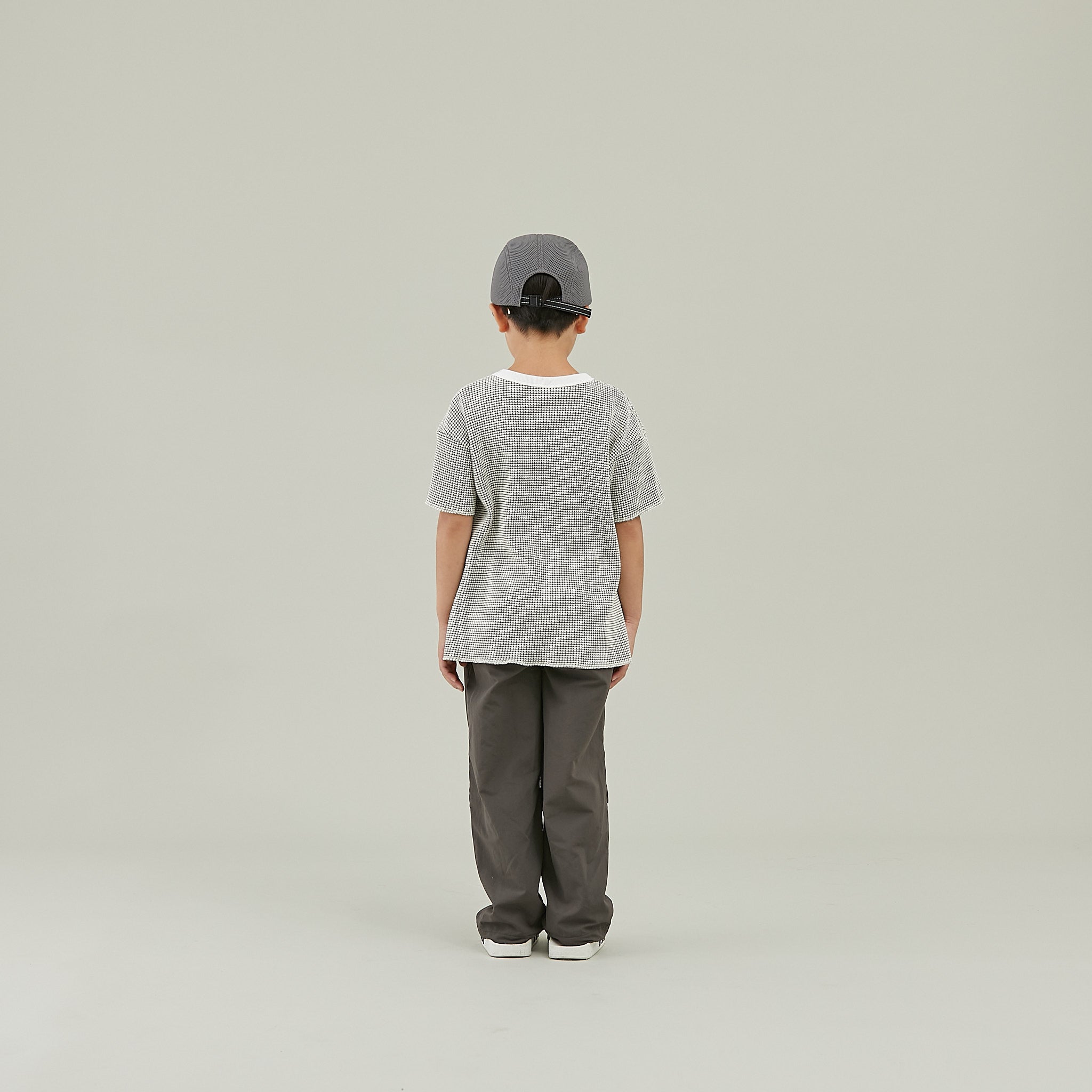 <Moun ten.>bicolor waffle T- ECRU/CHARCOAL（95-140）