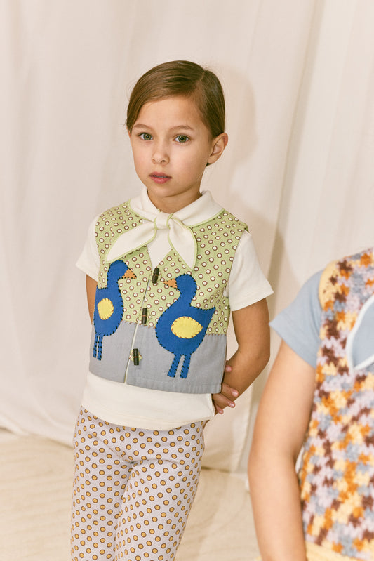 <Misha&Puff> FLOCK APPLIQUE VEST - AVENTURINE BEN-DAY DOTS
