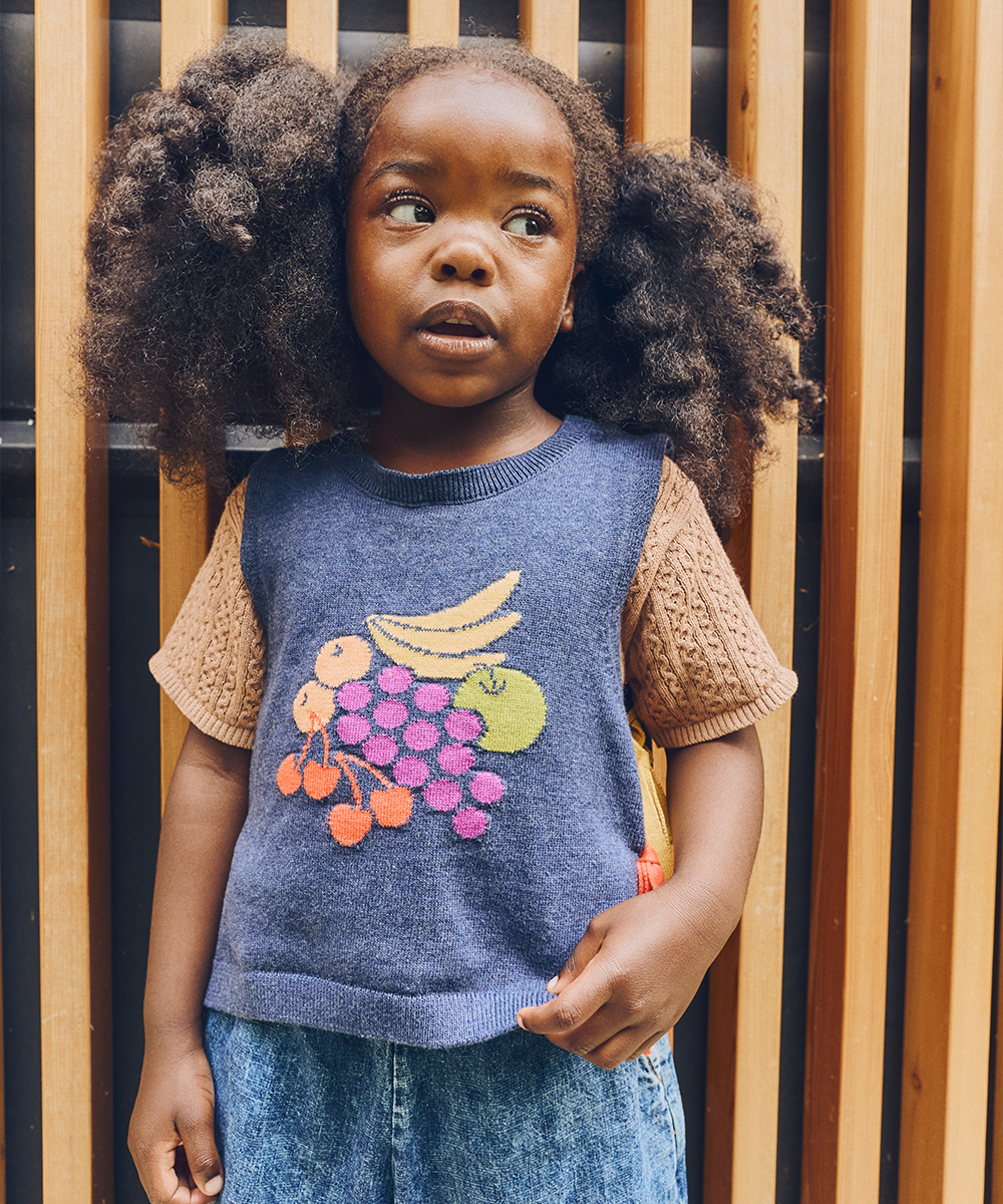 <MABLI> FRUIT BOWL VEST - DENIM MELANGE - DROP1