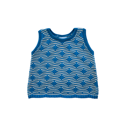 <MABLI>Diamond vest - Cerulean blue（18M-6Y）