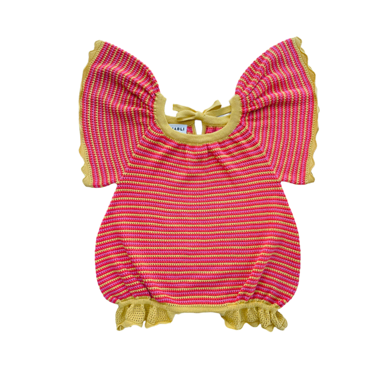 <MABLI> FLUTTER ROMPER - POMEGRANATE（12M-2Y）