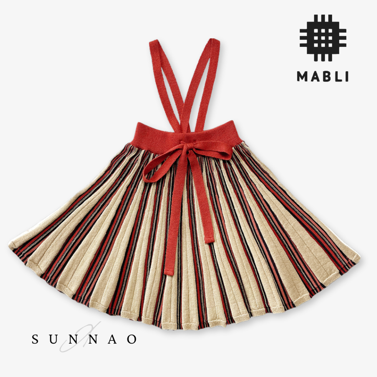 【予約】<MABLI> GWENNAN SKIRT - RUBY STRIPE - DROP1