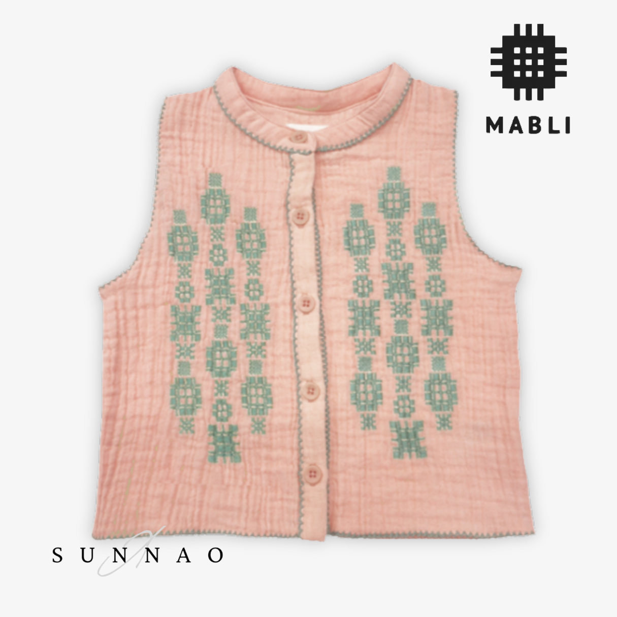 <MABLI> FOLK VEST - PEACHY