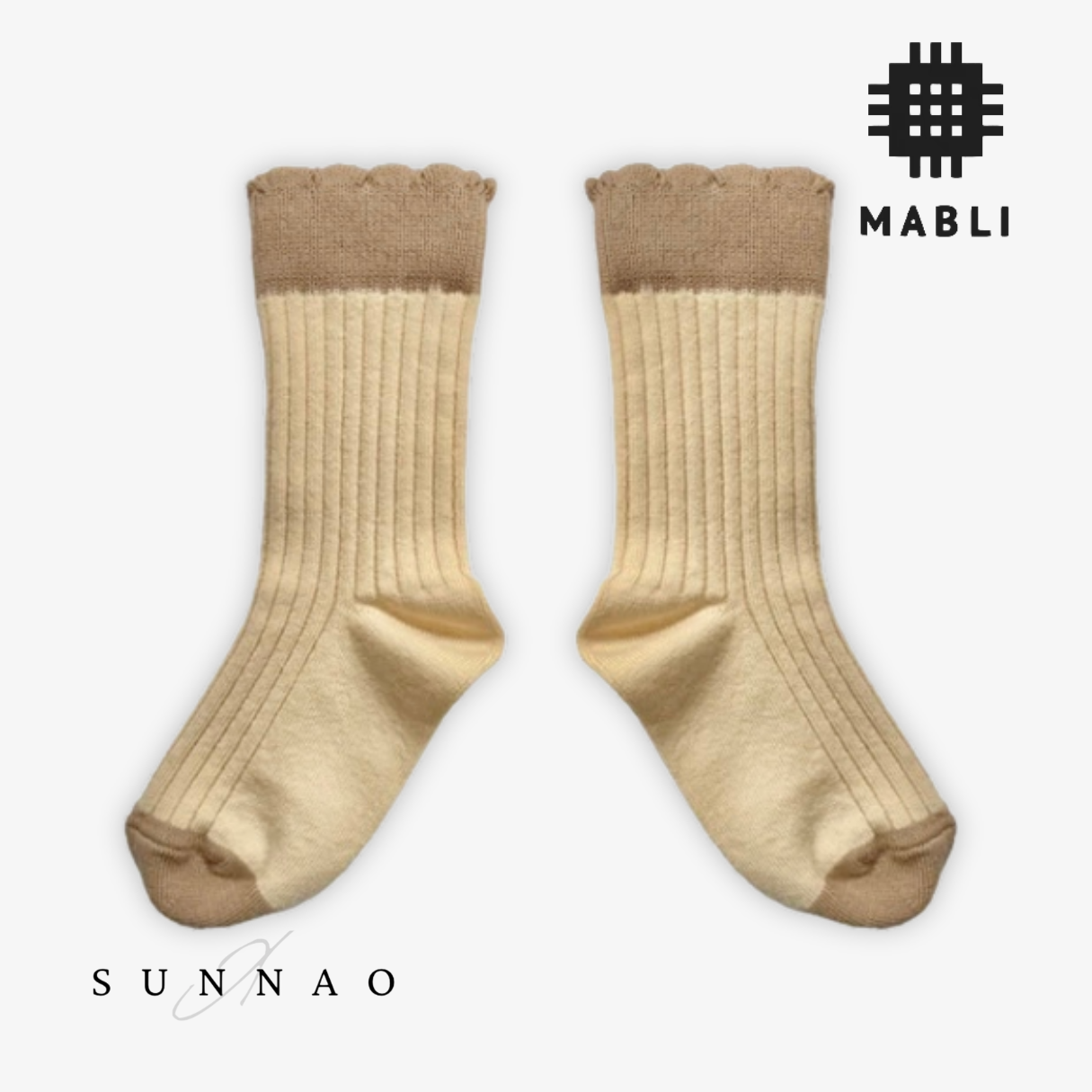 <MABLI> FRILL SHORT SOCKS - ENOKI/PORTOBELLO