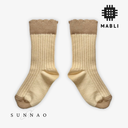 MABLI FRILL SHORT SOCKS - ENOKI/PORTOBELLO (XXS-L)