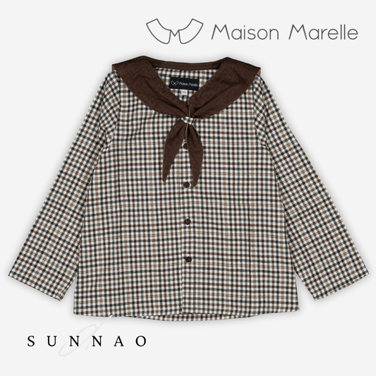 <Maison marelle> Shirt MONGE - brown collar　