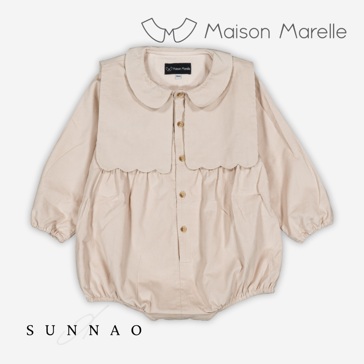 <Maison marelle> Romper SORBONNE- velvet beige