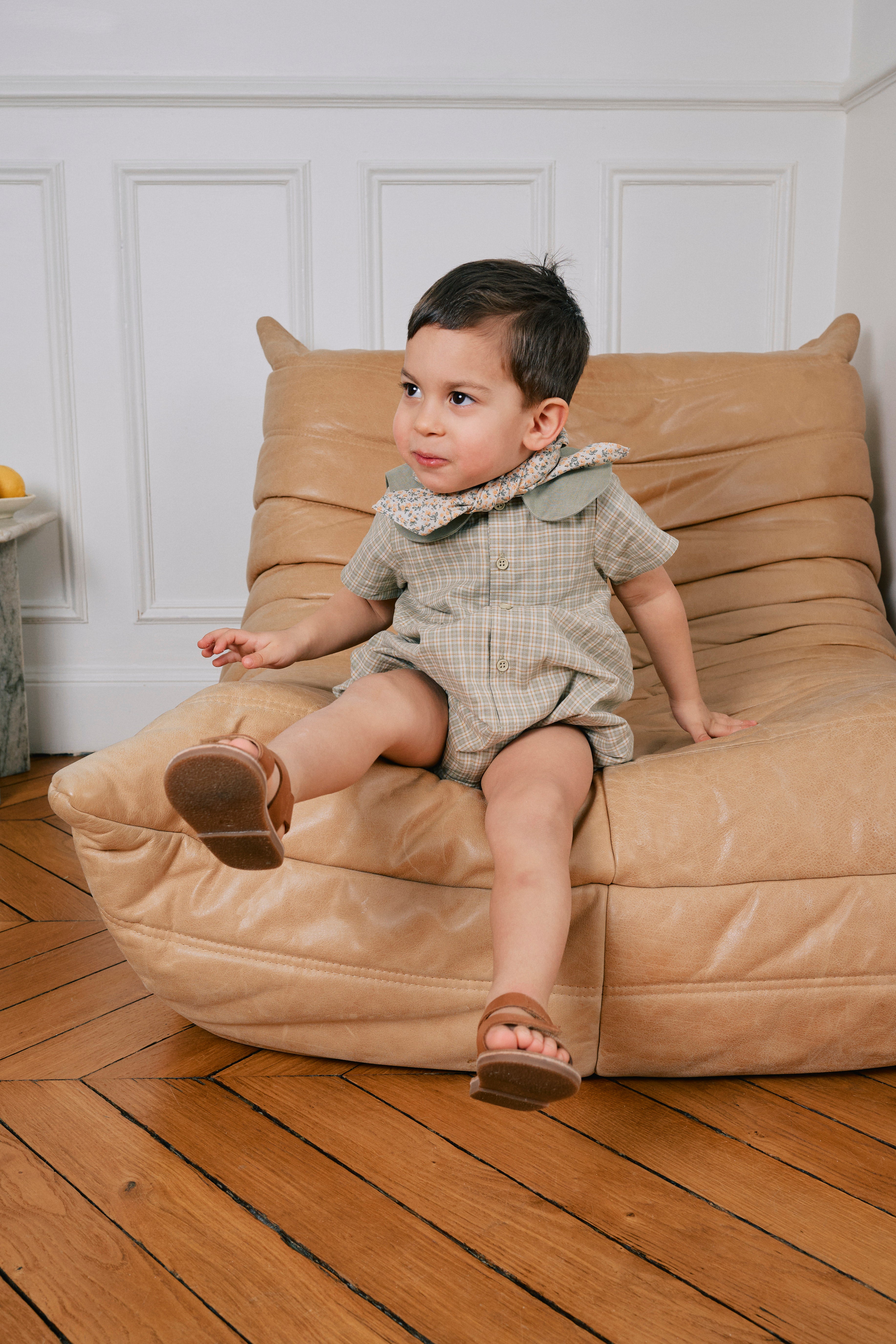 ロンパース・カバーオール Maison Marelle romper BAC gingham 18m 予約販売商品】 Maison Marelle - Romper BAC- gingham b