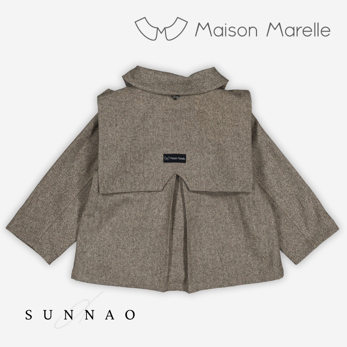 【予約】<Maison marelle> Coat short VOLTAIRE- wool chevron stone