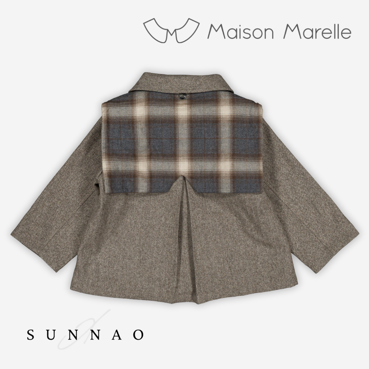 【予約】<Maison marelle> Coat short VOLTAIRE- wool chevron stone